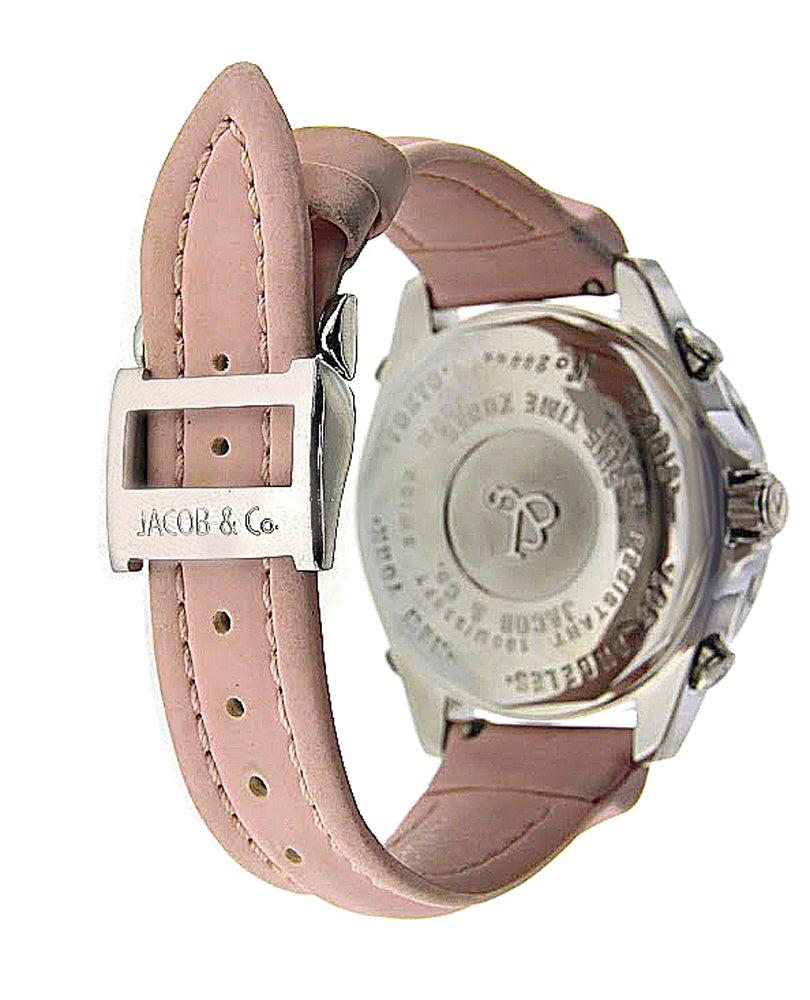 Jacob & Co Five Time Zone 40MM Original Factory Dial And Diamond Bezel With Pink Bracelet - Image 3