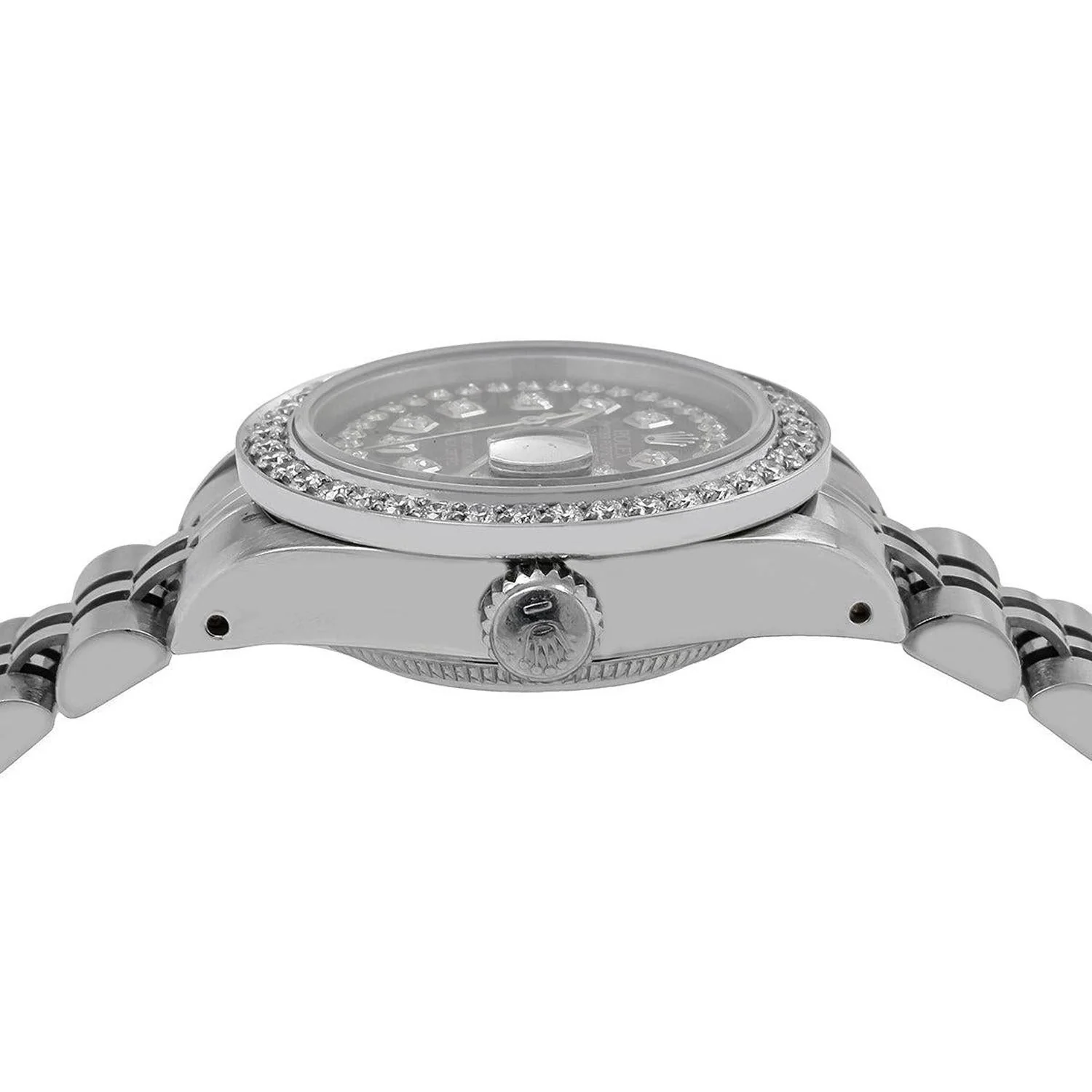 Rolex Datejust 26MM 6916 Black Diamond Dial Diamond Bezel Stainless Steel Jubilee Bracelet 1.2ct - Image 4