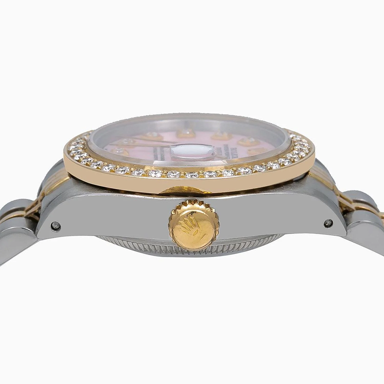 Rolex Datejust 26MM 69173 Pink Mother of Pearl Diamond Dial Diamond Bezel Two Tone Yellow Gold Jubilee Bracelet 0.9ct - Image 4