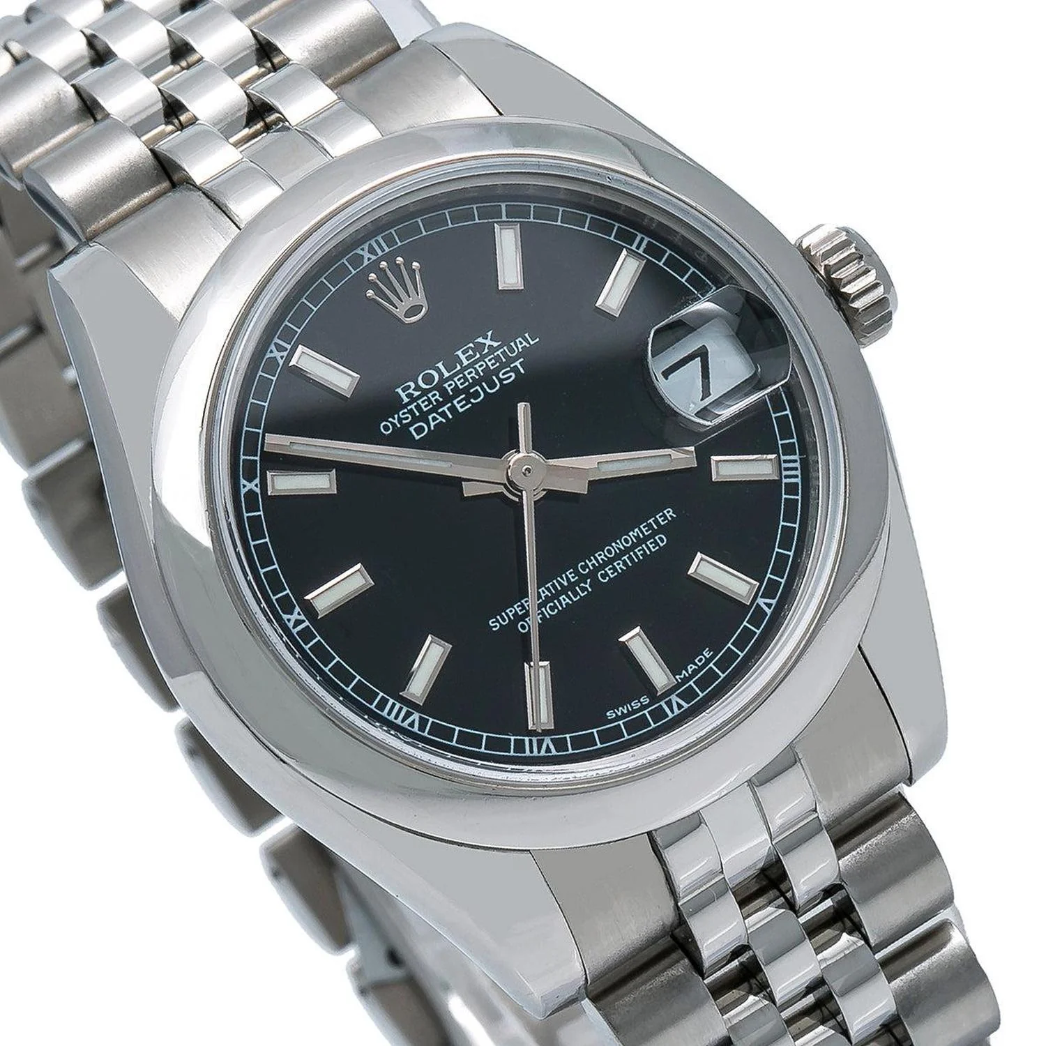 Rolex Datejust 31MM 178240 Black Dial Smooth Bezel Stainless Steel Jubilee Bracelet - Image 3