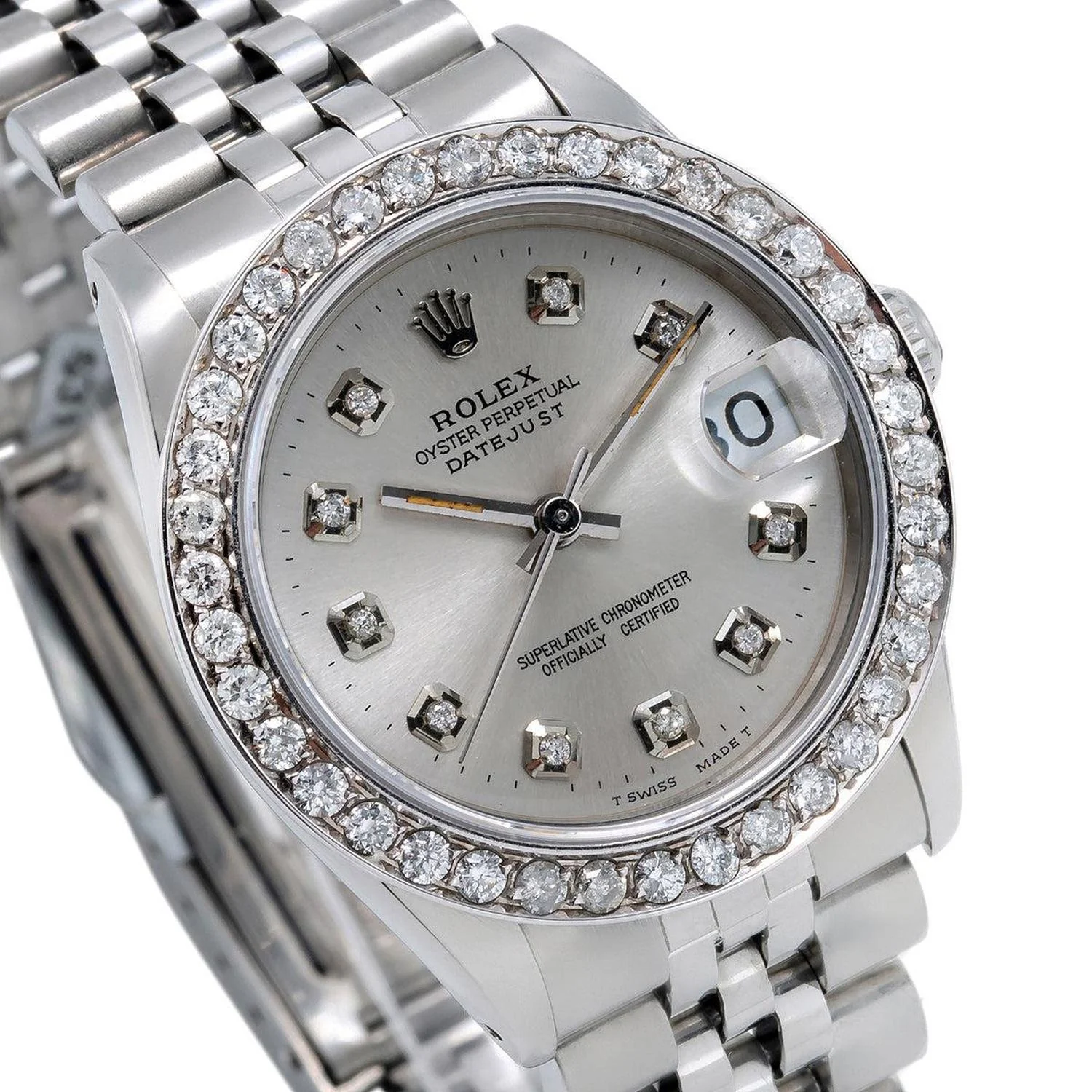 Rolex Datejust 31MM 68274 Silver Diamond Dial Diamond Bezel Stainless Steel Jubilee Bracelet 1.05ct - Image 3