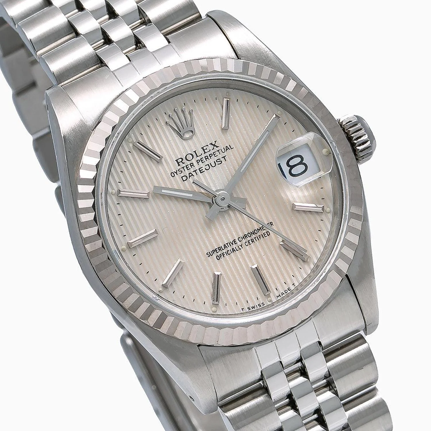 Rolex Datejust 31MM 68274 Silver Tapestry Dial Fluted Bezel Stainless Steel Jubilee Bracelet - Image 3