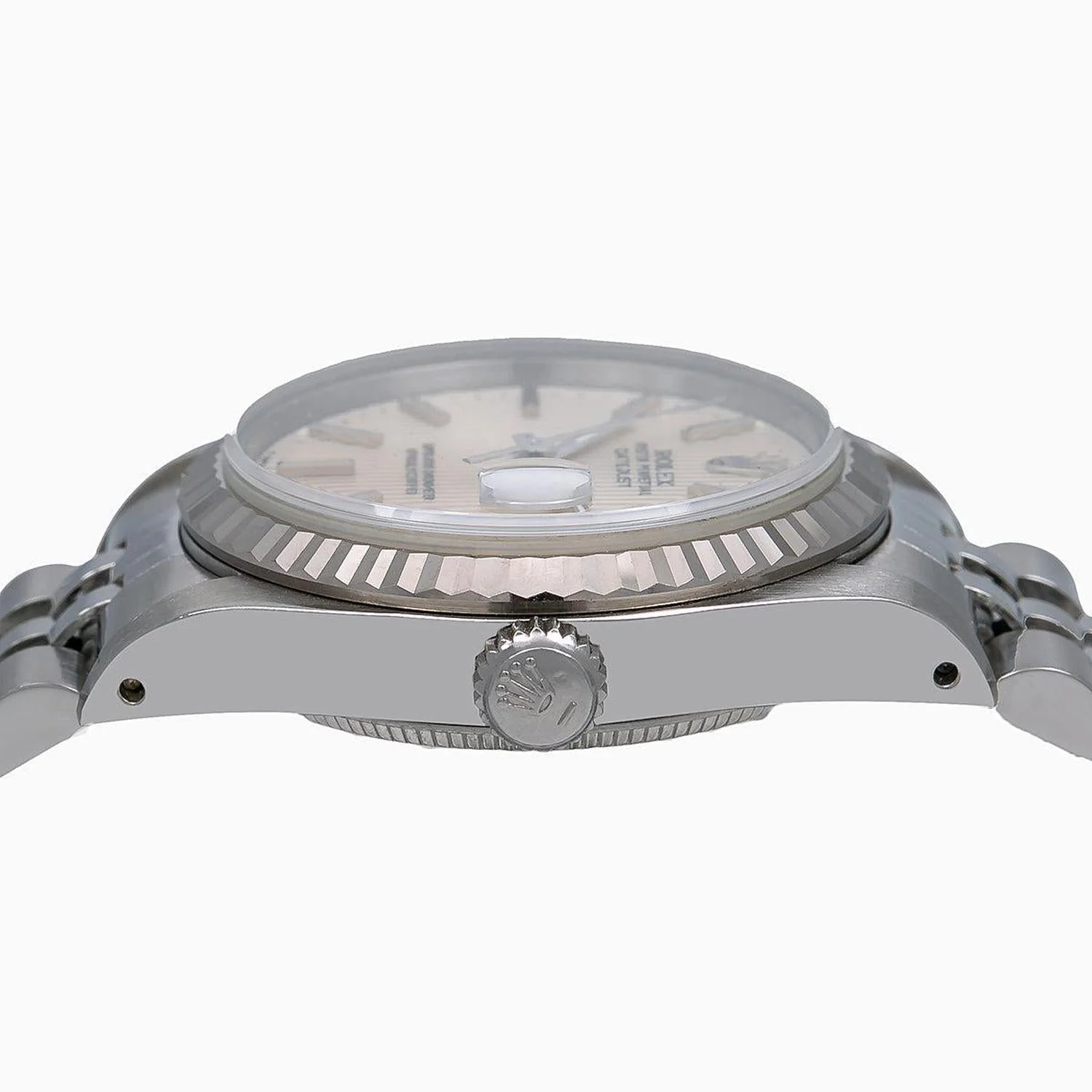 Rolex Datejust 31MM 68274 Silver Tapestry Dial Fluted Bezel Stainless Steel Jubilee Bracelet - Image 4