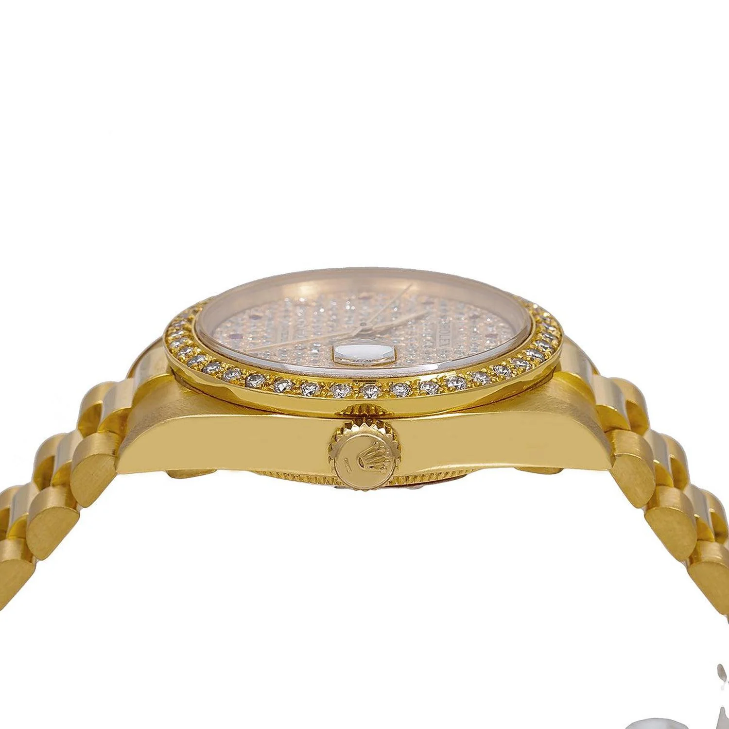 Rolex Datejust 31MM 68278 Diamond Paved Dial Diamond Bezel 18K Yellow Gold President Bracelet - Image 4