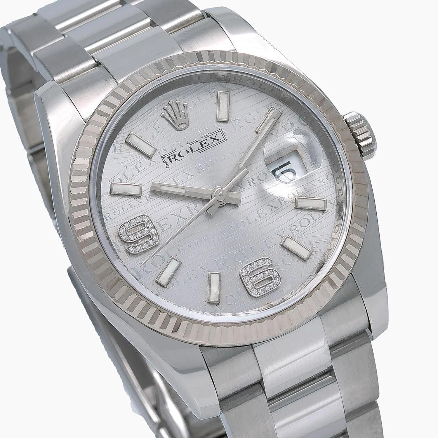 Rolex Datejust 36MM 116234 Silver Wave Arabic Diamond Dial Fluted Bezel Stainless Steel Oyster Bracelet - Image 3