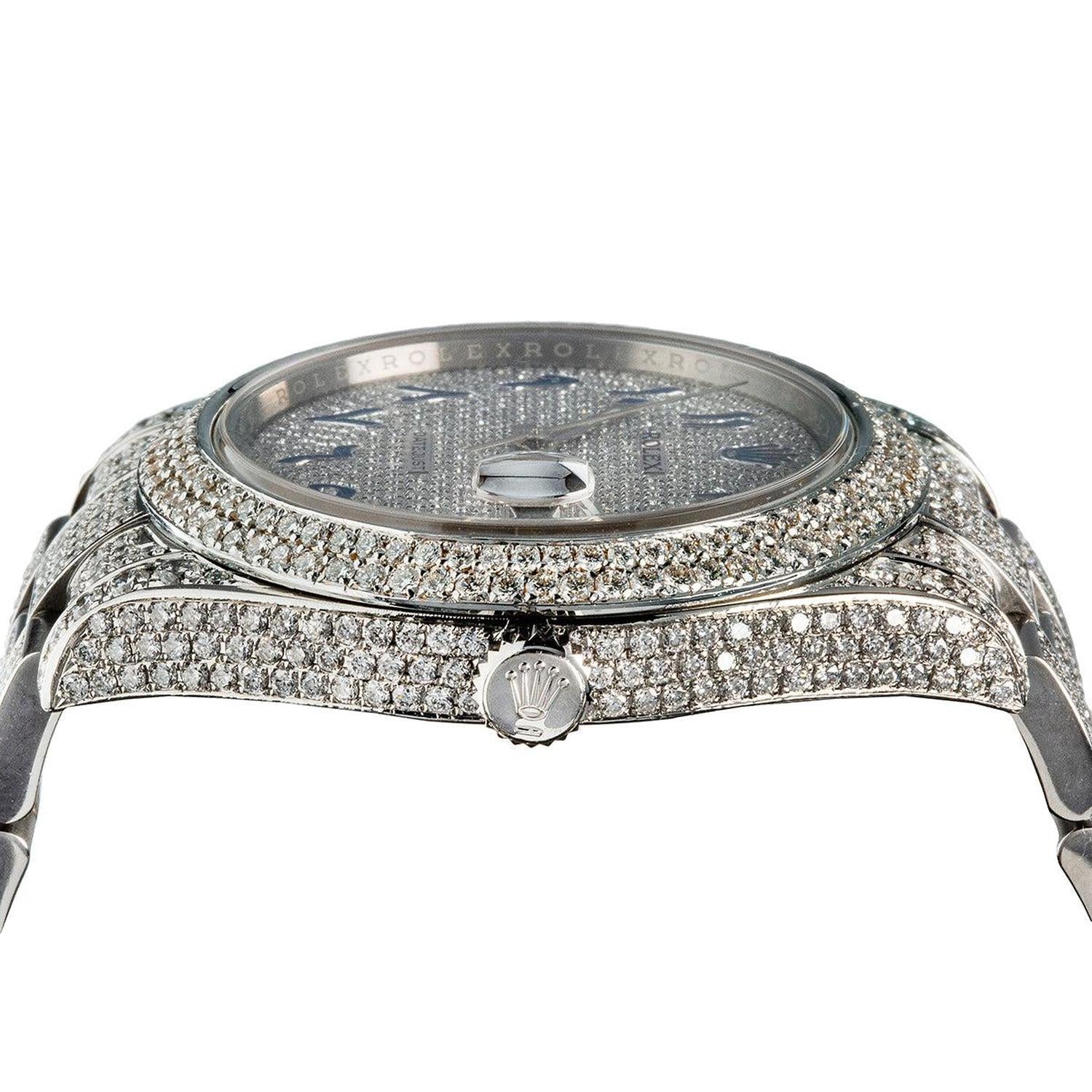 Rolex Datejust 41MM 116300 Diamond Paved Eastern Arabic Dial Diamond Bezel Stainless Steel Full Diamond Oyster Bracelet 13ct - Image 3