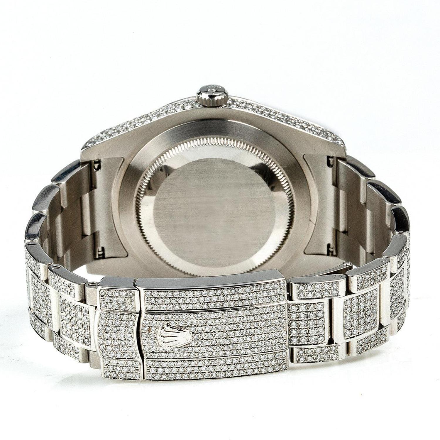 Rolex Datejust 41MM 116300 Diamond Paved Eastern Arabic Dial Diamond Bezel Stainless Steel Full Diamond Oyster Bracelet 13ct - Image 4