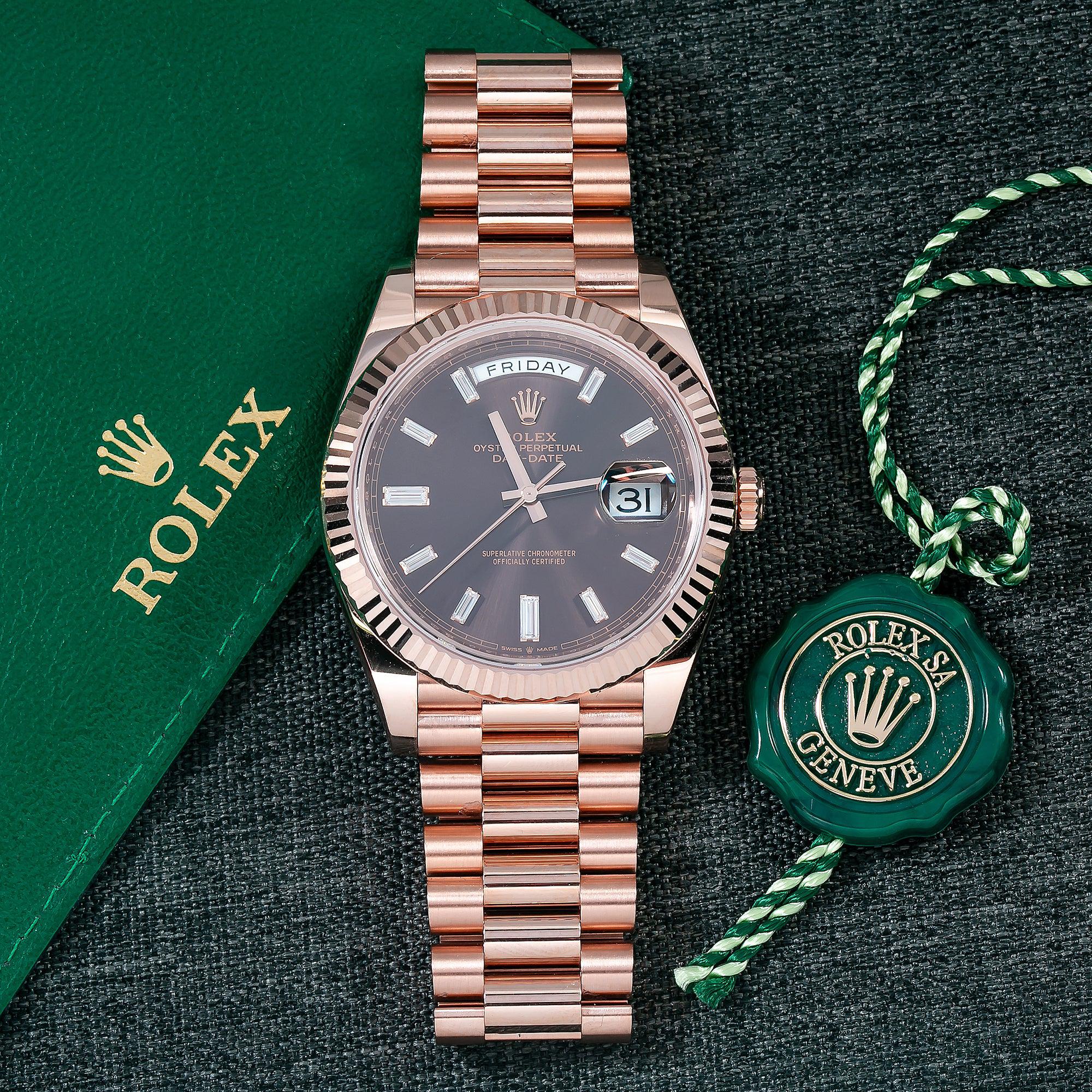 ROLEX DAY-DATE 228235 40MM CHOCOLATE DIAMOND DIAL WITH ROSE GOLD PRESIDENT BRACELET - Image 3