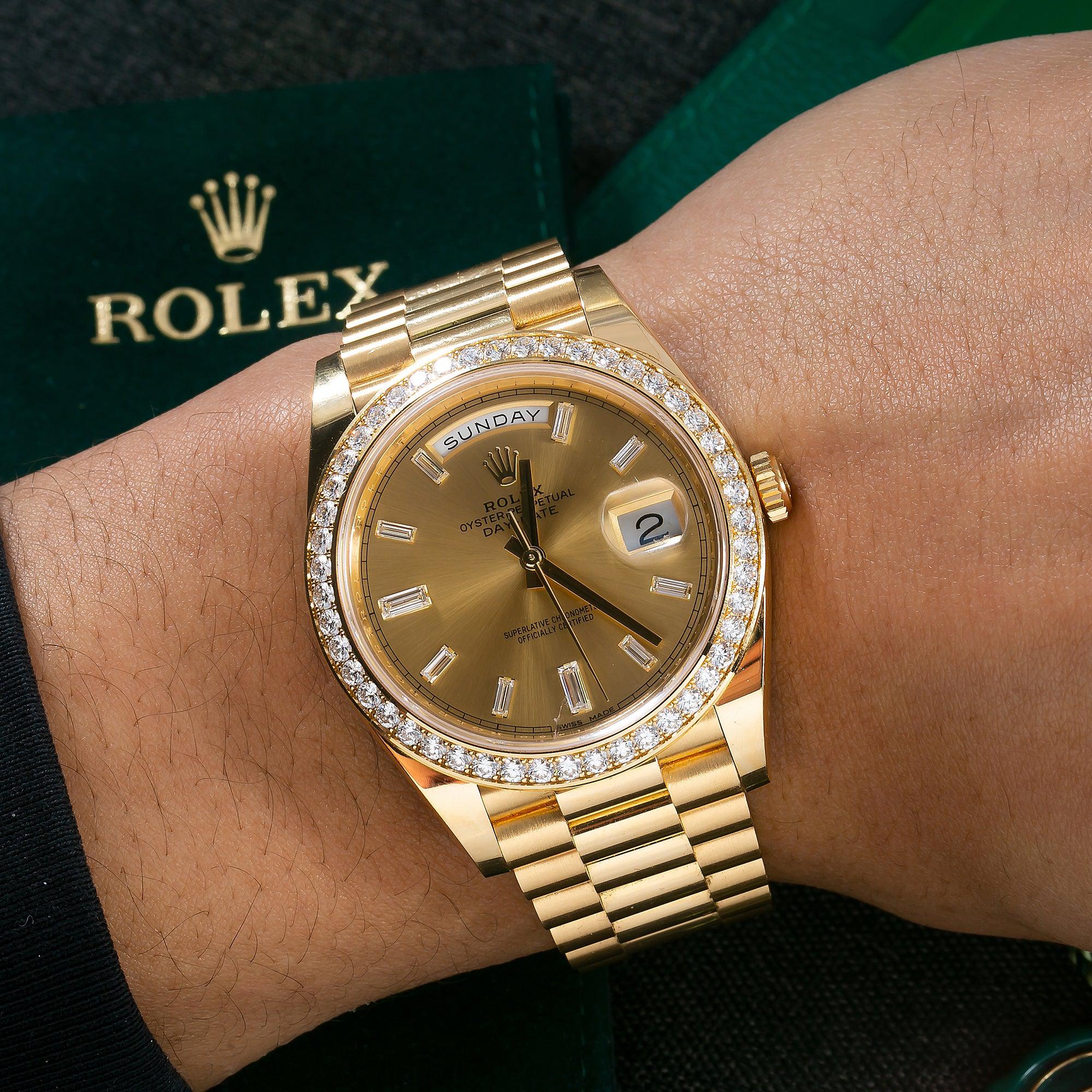 Rolex Day Date 40 Yellow Gold Factory Diamond Dial and Diamond Bezel 228348 - Image 3