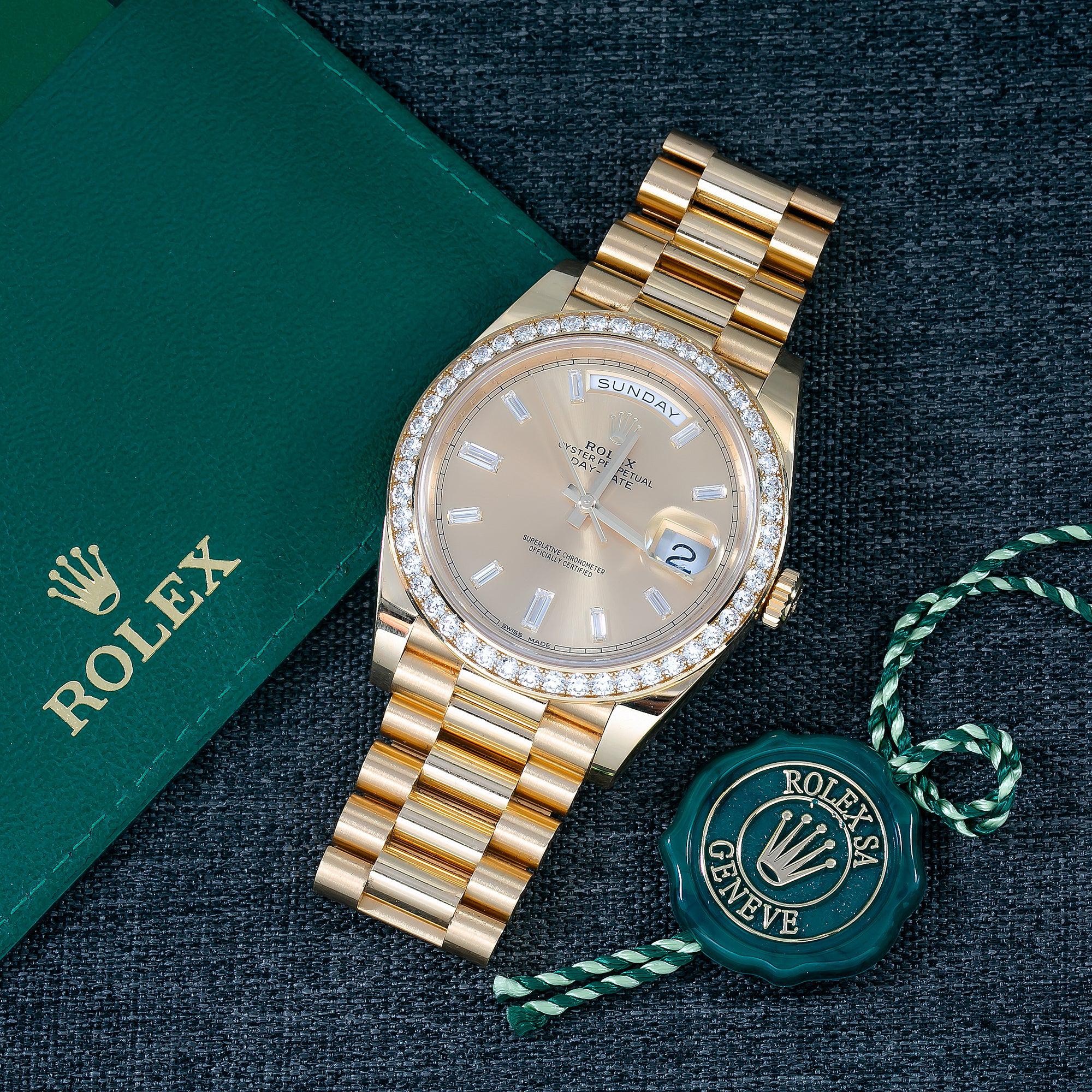Rolex Day Date 40 Yellow Gold Factory Diamond Dial and Diamond Bezel 228348 - Image 6