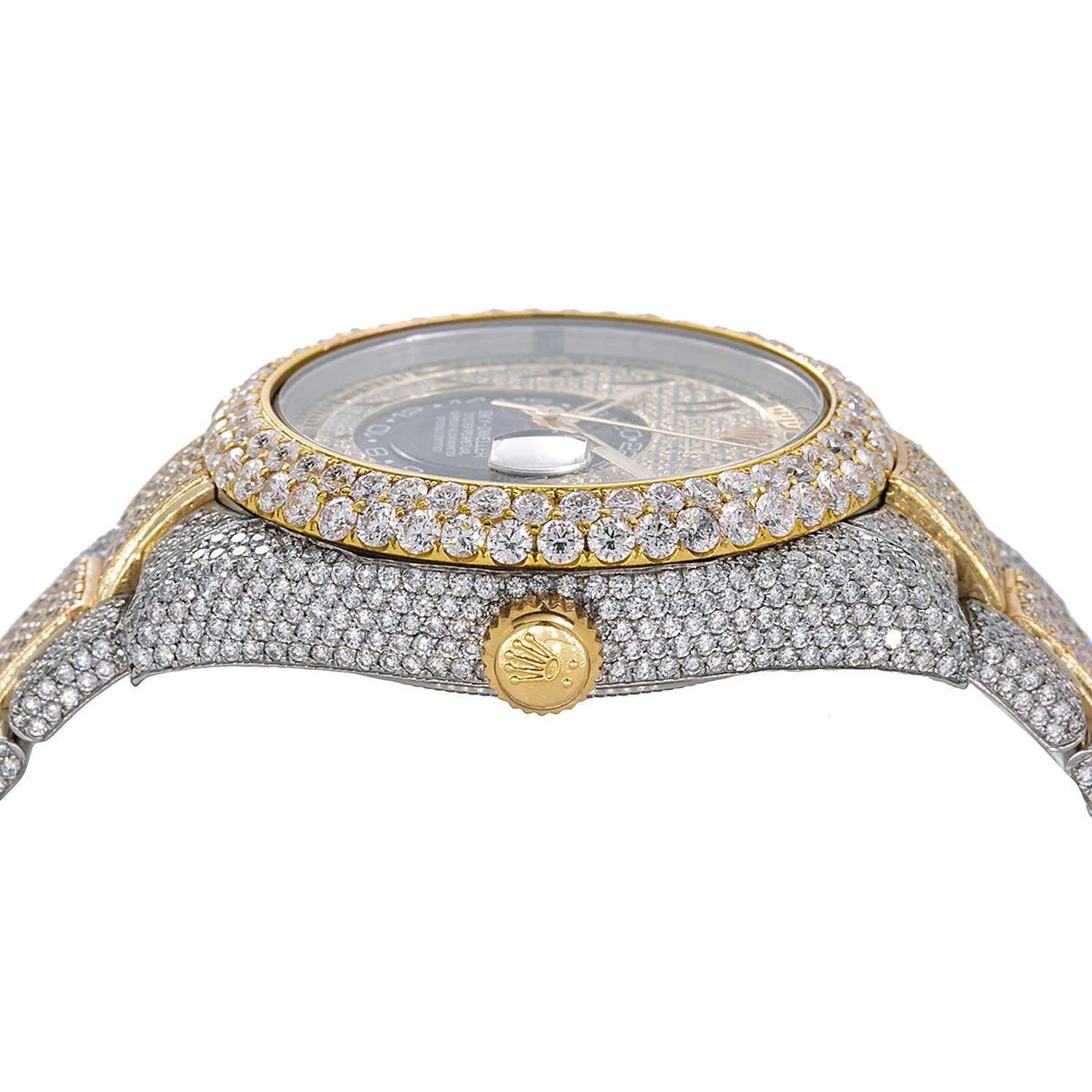 Rolex Sky-Dweller 42MM 326933 Diamond Paved Eastern Arabic Dial Diamond Bezel Two Tone Yellow Gold Full Diamond Oyster Bracelet 25.75ct - Image 3