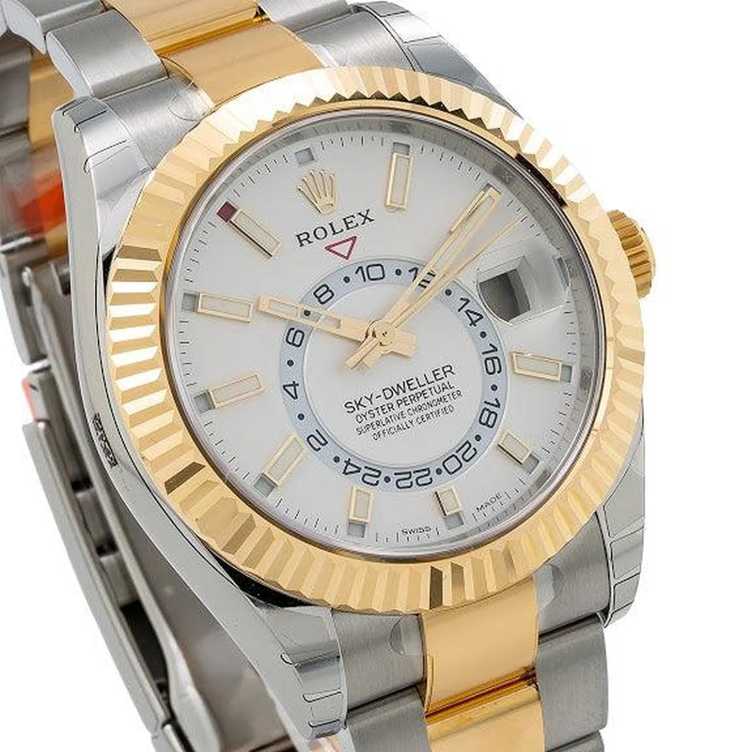 Rolex Sky-Dweller 42MM 326933 White Dial Fluted Bezel Two Tone Yellow Gold Oyster Bracelet - Image 3