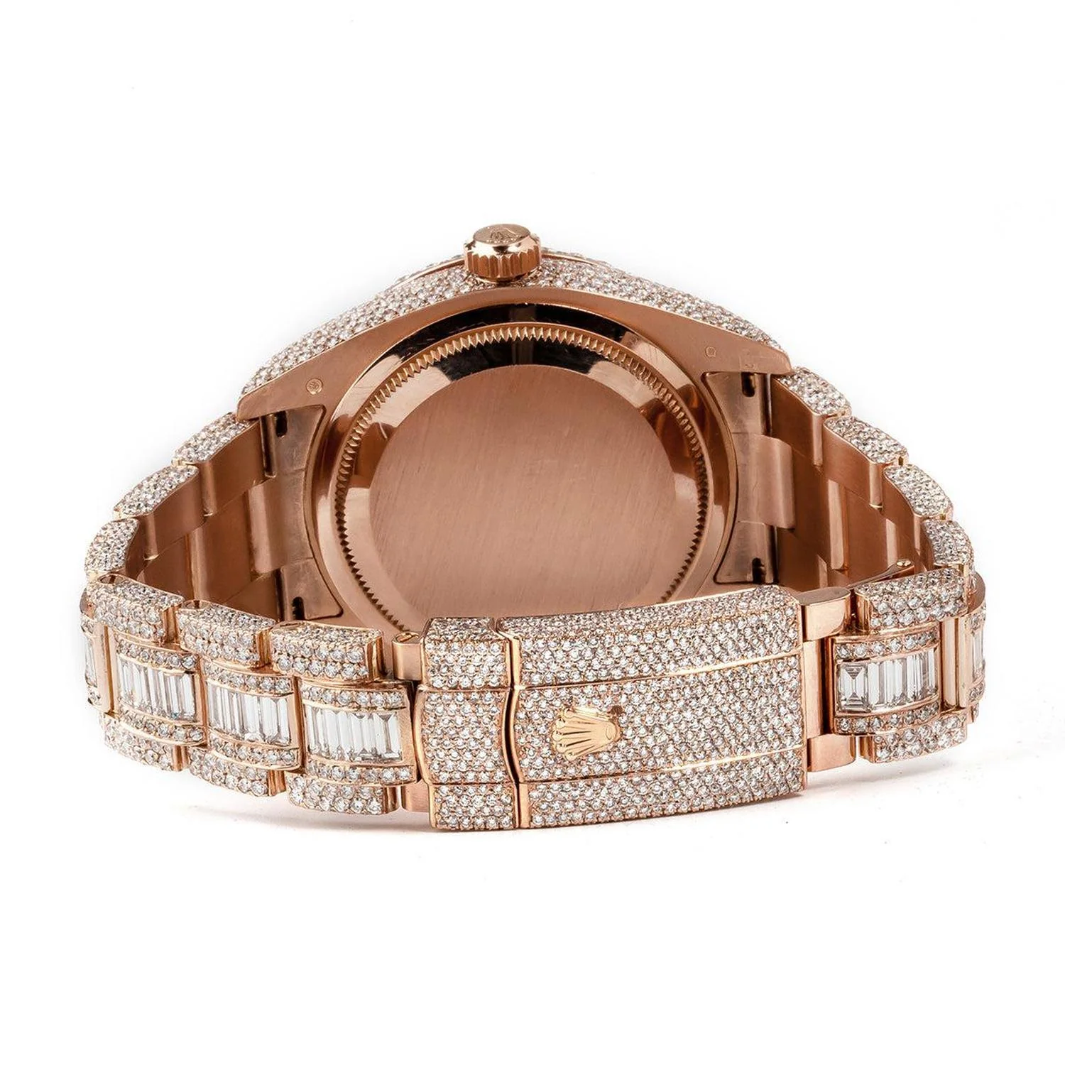 Rolex Sky-Dweller 42MM 326935 Chocolate Arabic Dial Diamond Bezel 18K Rose Gold Full Diamond Oyster Bracelet 28.75ct - Image 4