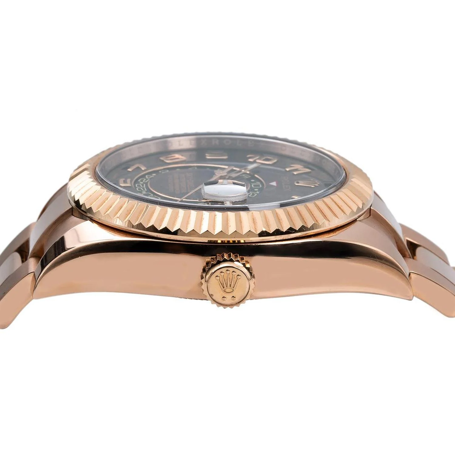 Rolex Sky-Dweller 42MM 326935 Chocolate Arabic Dial Fluted Bezel 18K Rose Gold Oyster Bracelet - Image 4