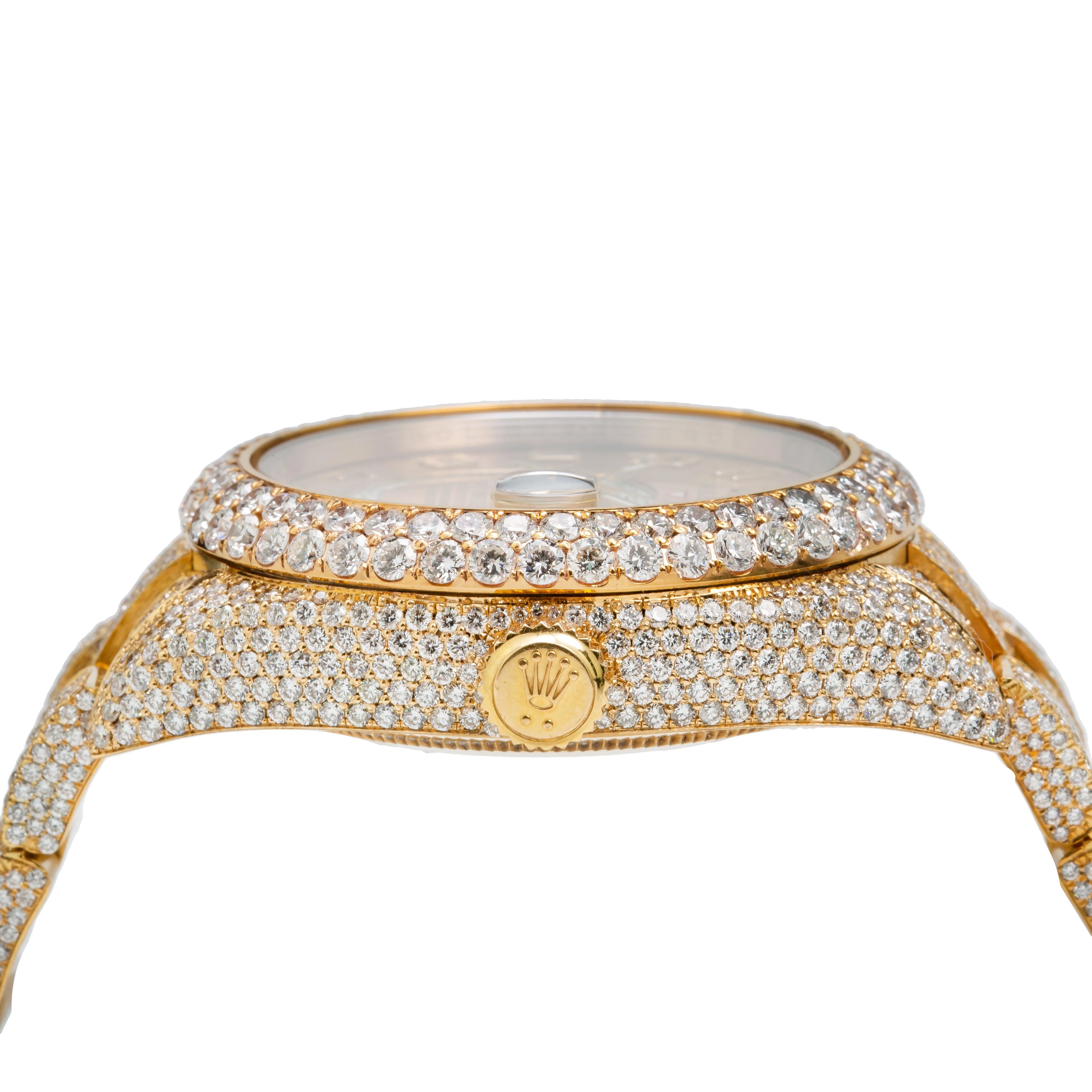 Rolex Sky-Dweller 42MM 326938 Champagne Arabic Dial Diamond Bezel 18K Yellow Gold Full Diamond Oyster Bracelet 23.75ct - Image 4