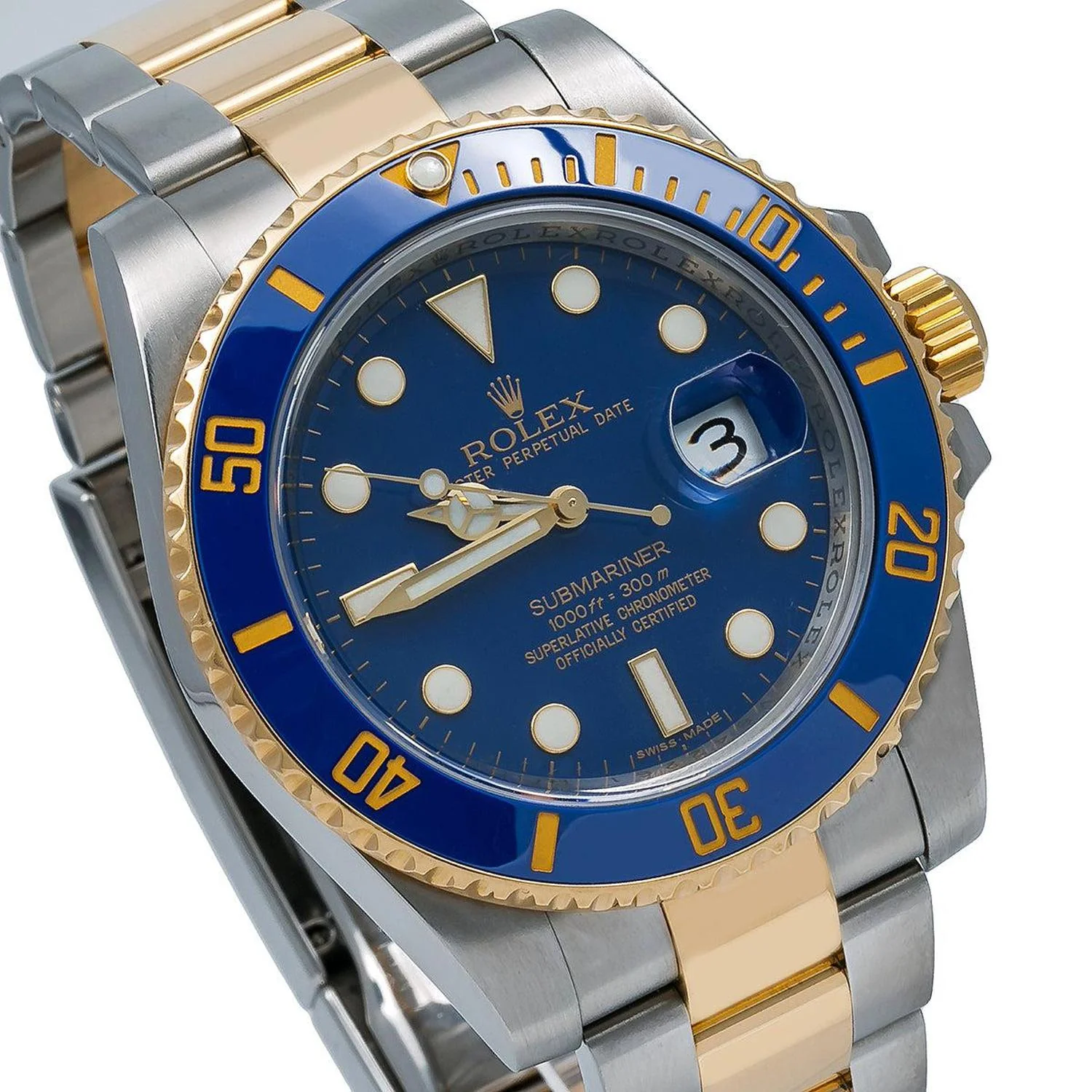 Rolex Submariner Date 40MM 116613LB Bluesy Blue Dial Blue Ceramic Bezel Two Tone Yellow Gold Oyster Bracelet - Image 3