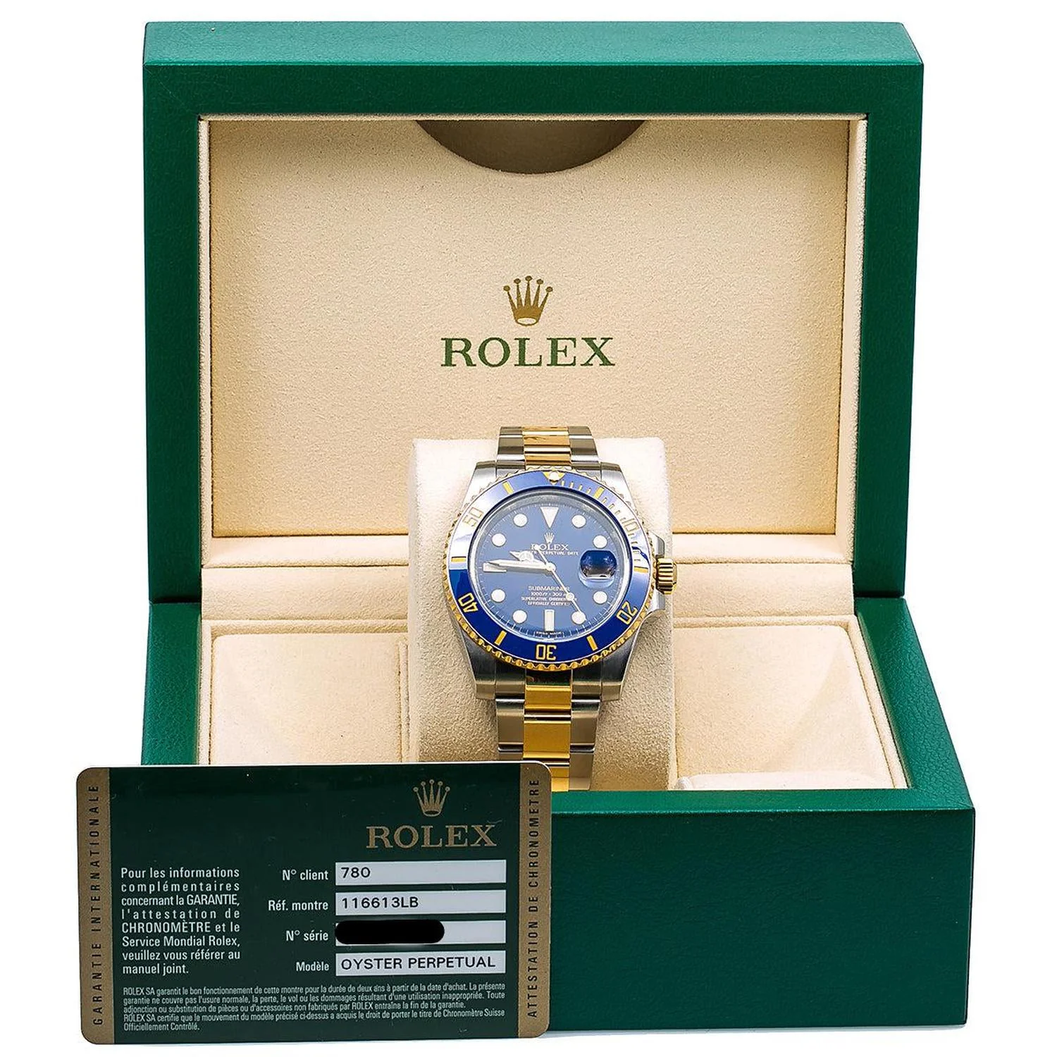 Rolex Submariner Date 40MM 116613LB Bluesy Blue Dial Blue Ceramic Bezel Two Tone Yellow Gold Oyster Bracelet - Image 6