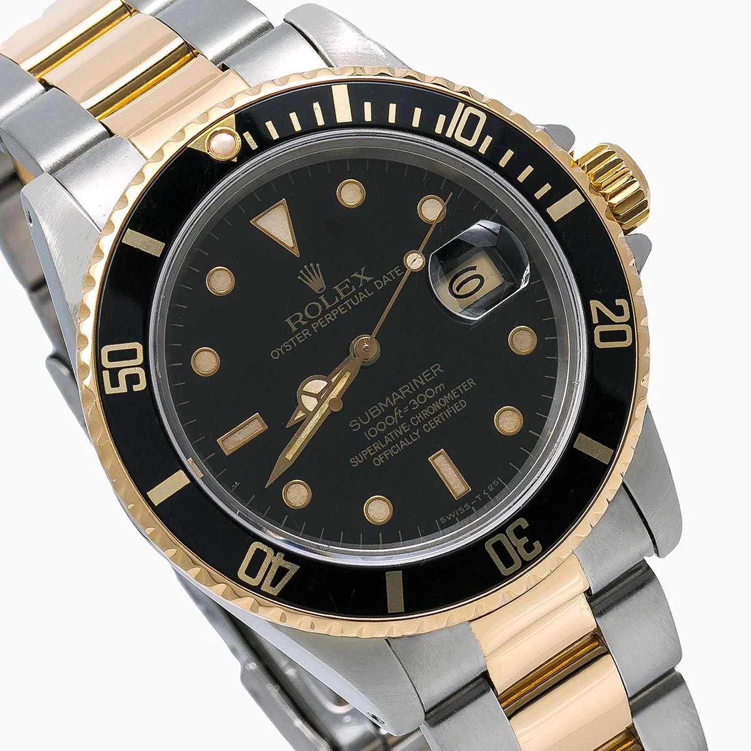 Rolex Submariner Date 40MM 16803 Black Dial Black Ceramic Bezel Two Tone Yellow Gold Oyster Bracelet - Image 3