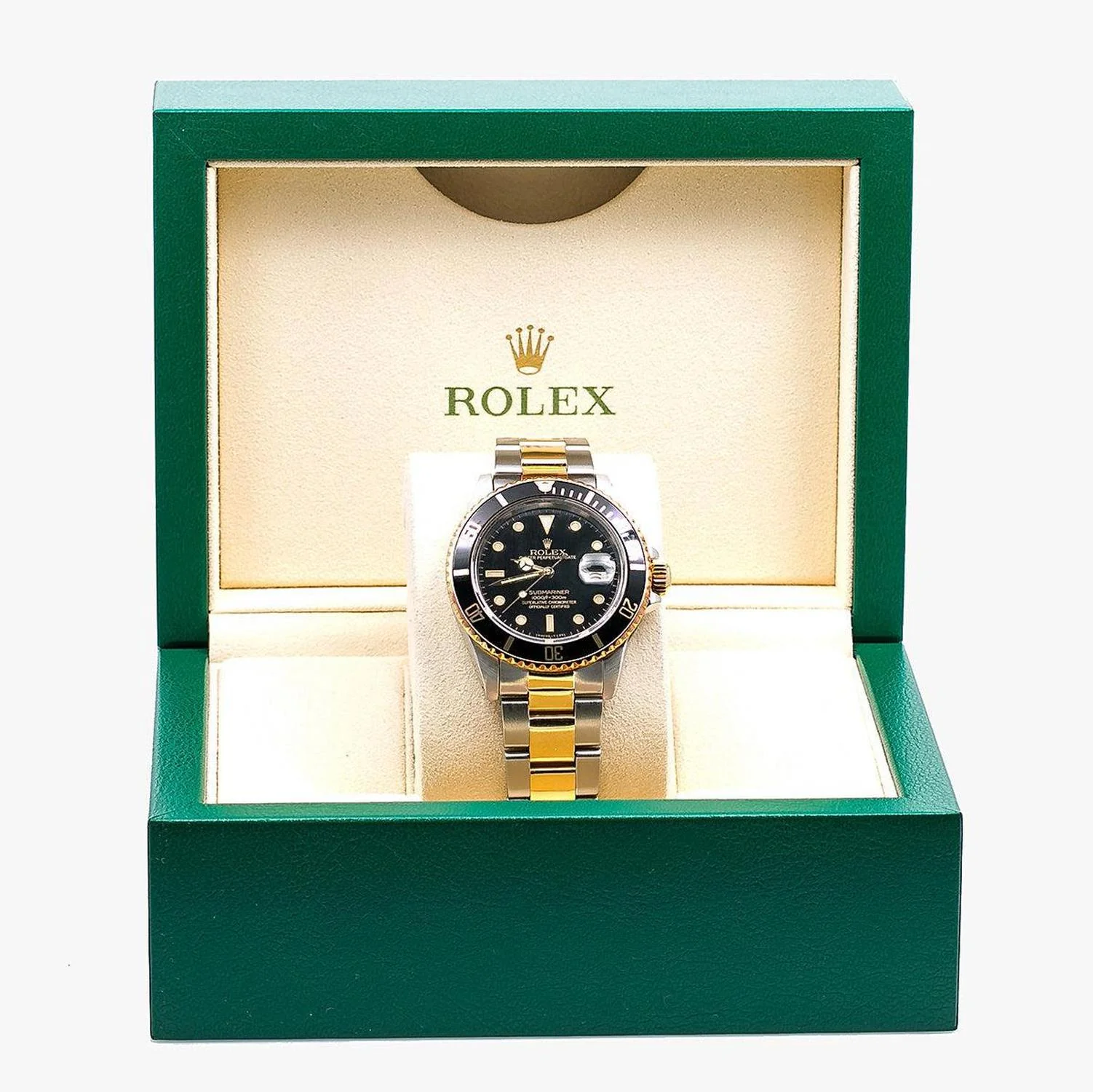 Rolex Submariner Date 40MM 16803 Black Dial Black Ceramic Bezel Two Tone Yellow Gold Oyster Bracelet - Image 6
