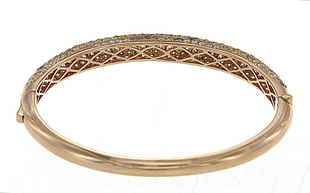18K Rose Gold Bracelet with White and Yellow Round Diamonds 7.00CT - Image 3