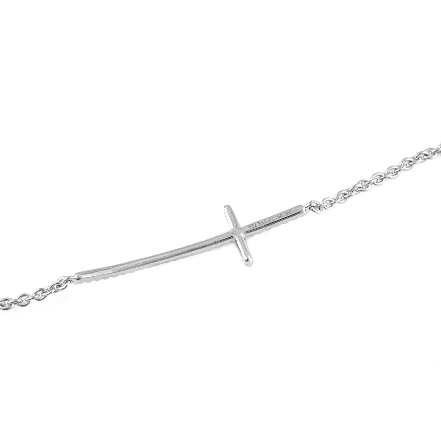 18K White Gold Diamond Side Ways Cross Bracelet With Round Diamonds 0.20CT - Image 3