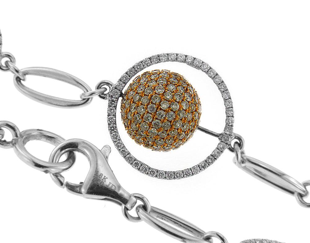 18K Two Tone White And Yellow Diamond Bracelet With Round Cut Diamonds - Image 3