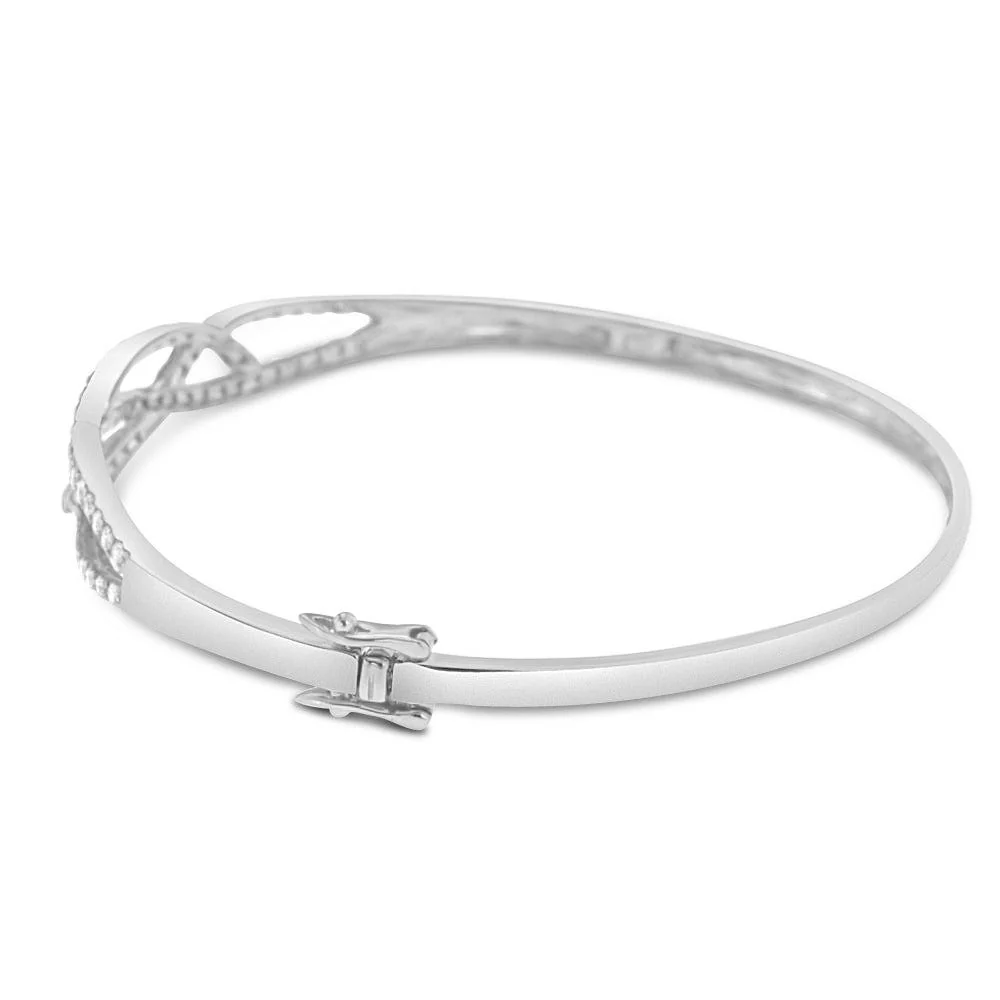 14K White Gold Diamond Bangle With Round Cut Diamonds 1.52CT - Image 3