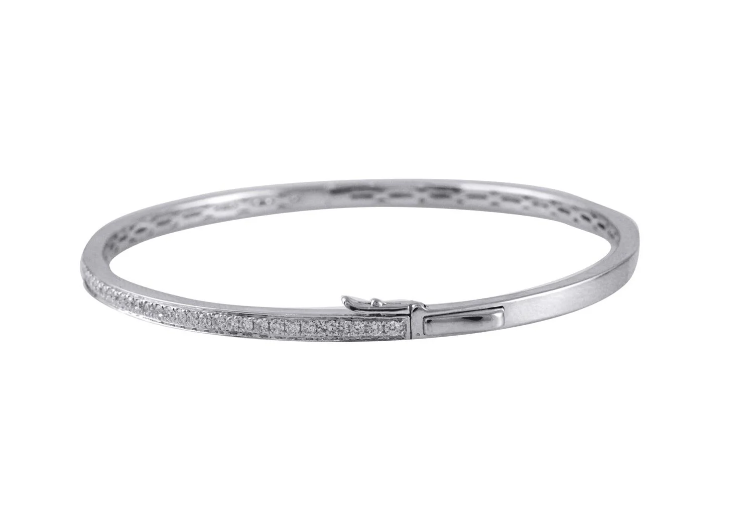 18K White Gold Bangle with 0.64CT Of Round Cut Diamonds - Image 3