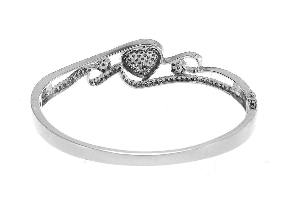 14K GOLD ROUND CUT DIAMONDS HEART BRACELET 2.00 CT - Image 3