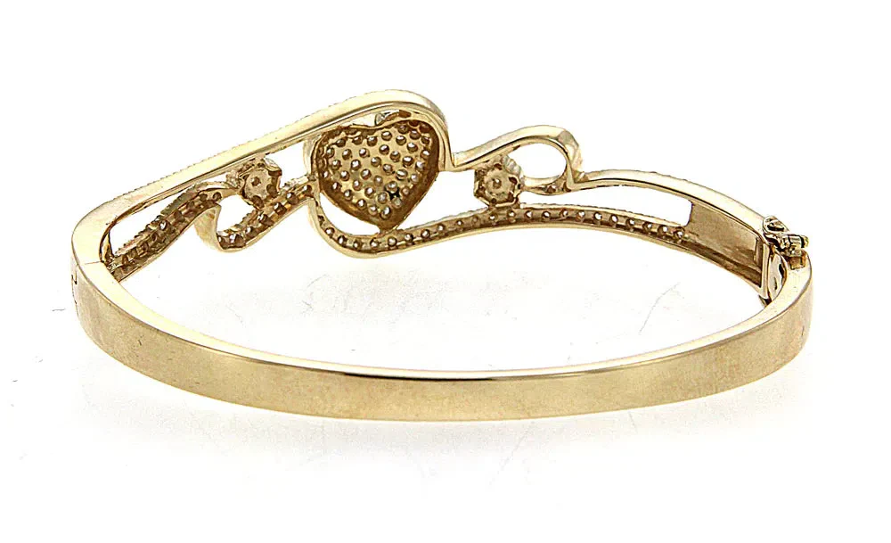 14K GOLD ROUND CUT DIAMONDS HEART BRACELET 2.00 CT - Image 5
