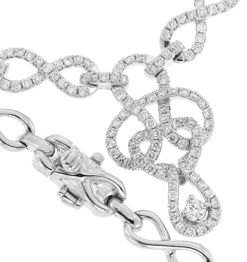 14K White Gold Diamond Necklace With Round Cut Diamonds - Image 3