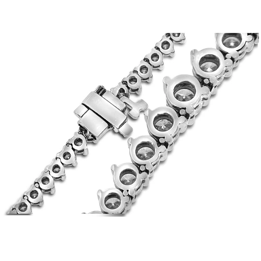 14K White Gold  Graduated Diamond Tennis Necklace 10.00CT - Image 3