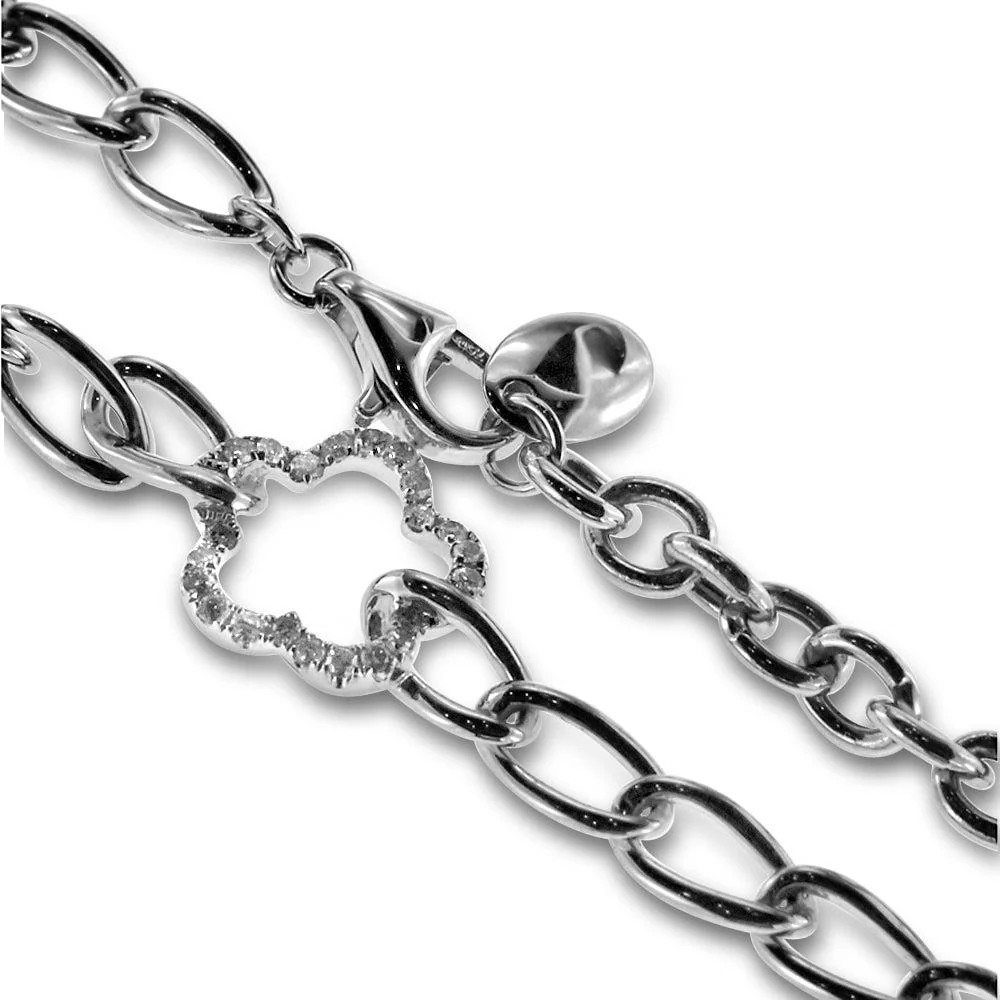 18K White Gold Necklace with Floral Diamond Pendant And Round Cut Diamonds 1.50CT - Image 3